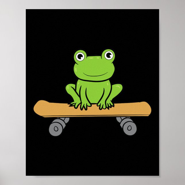 Funny Skateboarding Frog Funny Skateboard Frog Ska Poster (Front)