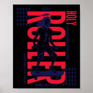 Funny Skateboarding Jesus Holy Roller Street Art S Poster
