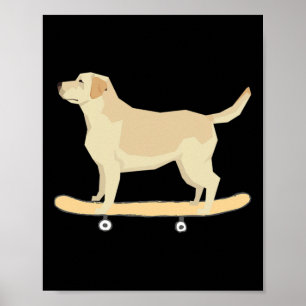 Funny Skateboarding Lab Dog T Shirt Gift  Poster