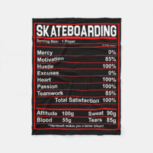 Funny Skateboarding Nutrition Facts Skate Board  Fleece Blanket