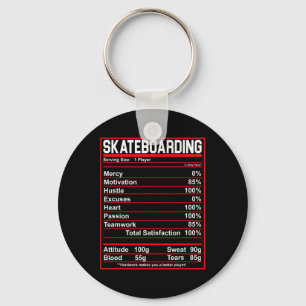 Funny Skateboarding Nutrition Facts Skate Board Keychain