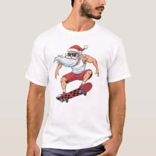 Funny Skateboarding Santa Claus Christmas T-Shirt