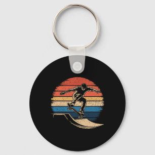 Funny Skateboarding Shirt Vintage Retro Skateboard Keychain
