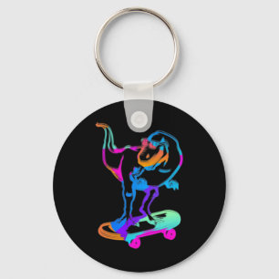 Funny Skater Dino Skateboard Skateboarding Board D Keychain