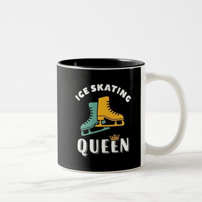 Funny Skater Girl Ice Skating Queen Two-Tone Coffee Mug (Right)