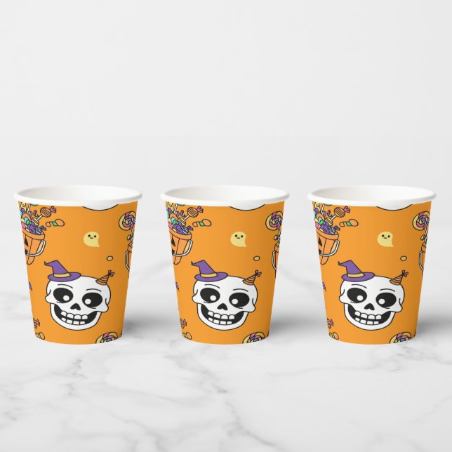 Funny Skeleton And Candy For Halloween Paper Cups (Multi)