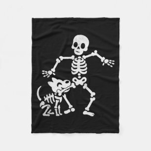 Funny Skeleton And Dog Halloween Costume Dog Skull Fleece Blanket