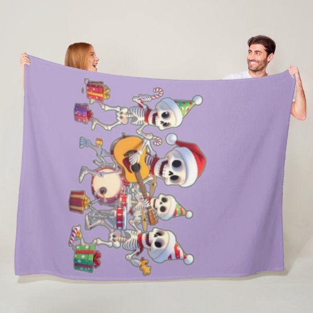 Funny Skeleton Band Christmas & New Year – 3D Cart Fleece Blanket (In Situ)