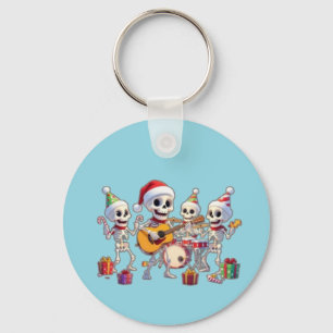 Funny Skeleton Band Christmas & New Year – 3D Cart Keychain