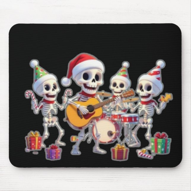Funny Skeleton Band Christmas & New Year – 3D Cart Mouse Pad (Front)