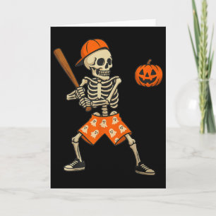 Funny Skeleton Baseball Batting Halloween Costume  Card