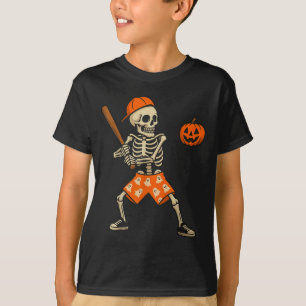 Funny Skeleton Baseball Batting Halloween Costume T-Shirt