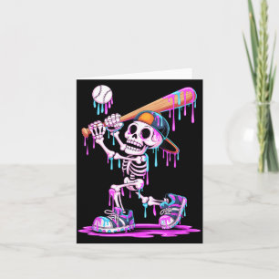 Funny Skeleton Baseball Drip Boys Youth Kids Card