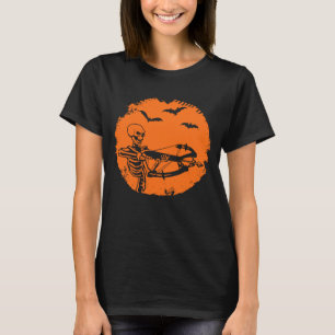Funny Skeleton Bats Bow Hunting Halloween  Archery T-Shirt