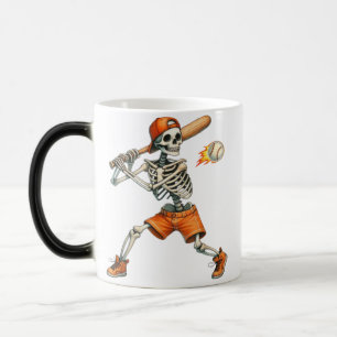 Funny Skeleton batting Baseball Halloween  Magic Mug