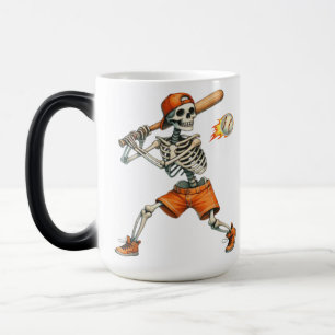 Funny Skeleton batting Baseball Halloween  Magic Mug