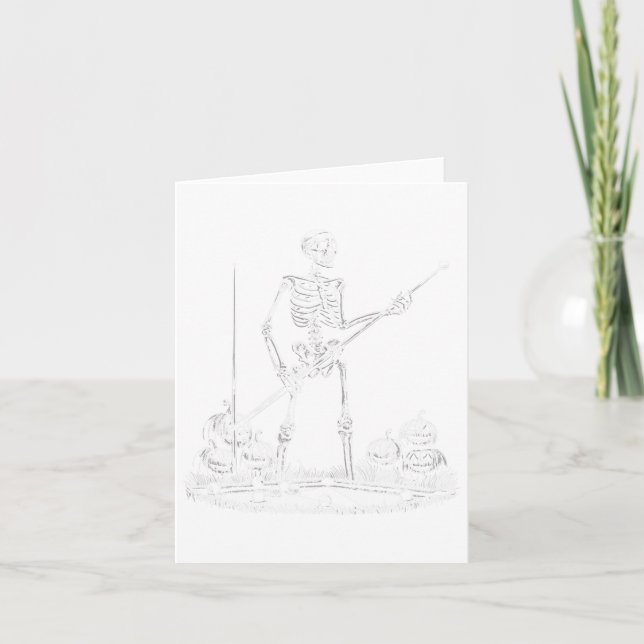 Funny Skeleton Billiards Player Halloween Mens Wom Card (Front)