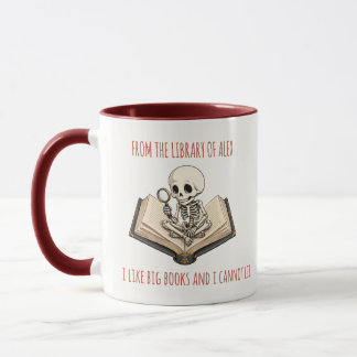 Funny Skeleton Bookworm Custom Two-Tone Coffee Mug