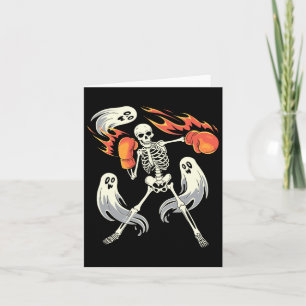 Funny Skeleton Boxing Lovers Spooky Halloween Boxe Card