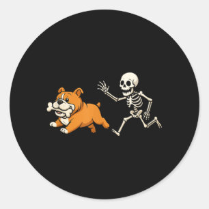 Funny Skeleton Bulldog Halloween Dog Mom Pet Lover Classic Round Sticker