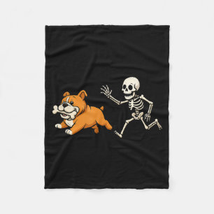 Funny Skeleton Bulldog Halloween Dog Mom Pet Lover Fleece Blanket