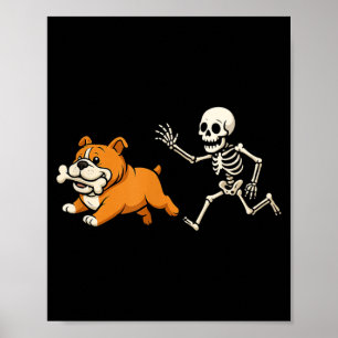 Funny Skeleton Bulldog Halloween Dog Mom Pet Lover Poster