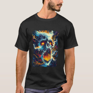 Funny Skeleton Burning Skulls Halloween Men Women  T-Shirt