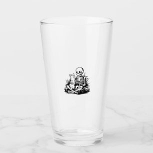 Funny Skeleton Cat Skull Kitty Cute Cat Goth Hallo Glass