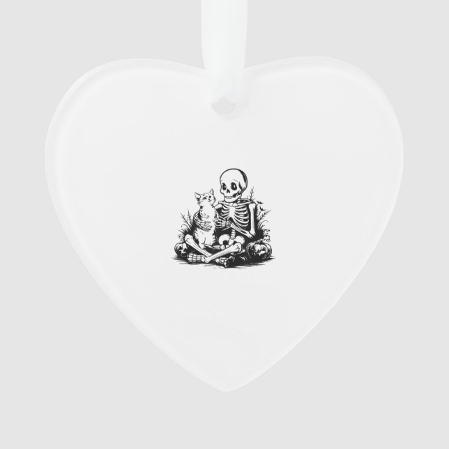 Funny Skeleton Cat Skull Kitty Cute Cat Goth Hallo Ornament (Front)