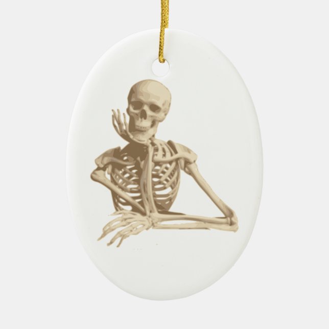 Funny Skeleton Ceramic Ornament (Front)