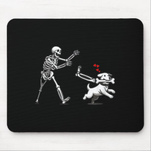 Funny Skeleton Chasing Dog Funny Dog Halloween Mouse Pad