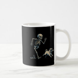 Funny Skeleton Chasing Pug Halloween Dog Mom Pug L Coffee Mug