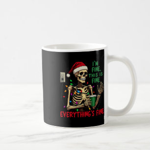 Funny Skeleton Christmas Lights I'm Fine Everythin Coffee Mug