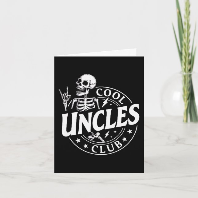 Funny Skeleton Cool Uncles Club New Uncle Men  Card (Front)