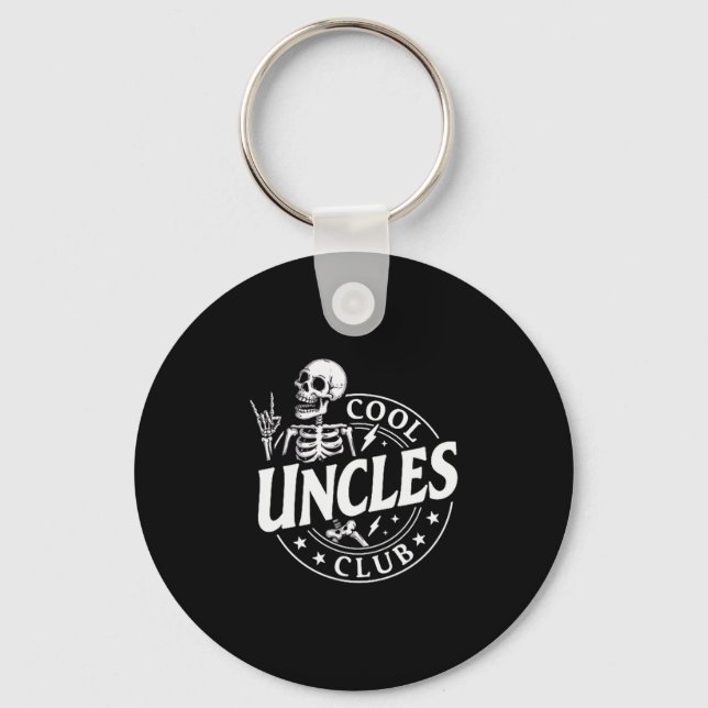 Funny Skeleton Cool Uncles Club New Uncle Men  Keychain (Front)