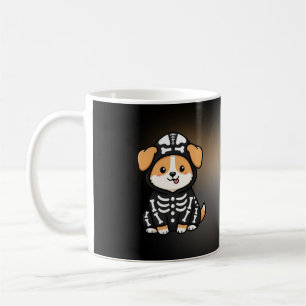 Funny Skeleton Corgi Halloween Mug