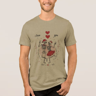 Funny Skeleton Couple in Love Tri-Blend Shirt