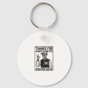 Funny Skeleton Dad Saying Yes Vintage Shirt Design Keychain