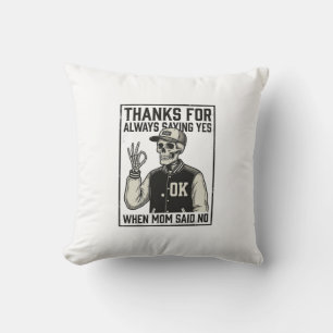 Funny Skeleton Dad Saying Yes Vintage Shirt Design Throw Pillow