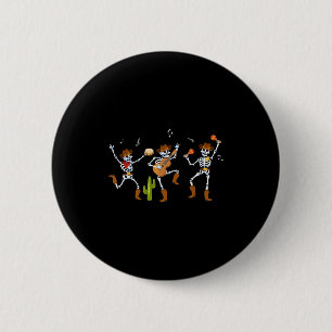Funny Skeleton Dancing Cowboy Cowgirl Halloween 2 Inch Round Button