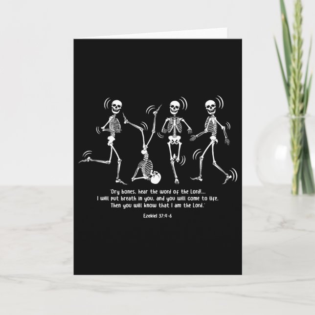 Funny Skeleton Dancing Dry Bones Come Alive Hallow Card (Front)