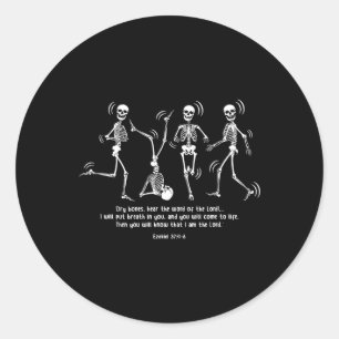 Funny Skeleton Dancing Dry Bones Come Alive Hallow Classic Round Sticker