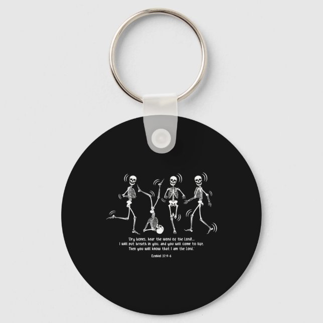 Funny Skeleton Dancing Dry Bones Come Alive Hallow Keychain (Front)