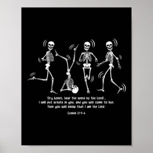 Funny Skeleton Dancing Dry Bones Come Alive Hallow Poster