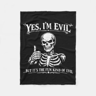 Funny Skeleton Dark Humour Meme Evil Quote Graphic Fleece Blanket
