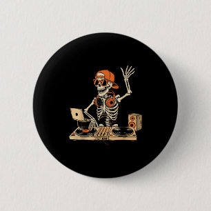 Funny Skeleton Dj Halloween Costume Music Lovers M 2 Inch Round Button