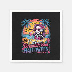 Funny Skeleton Dreamin' 'Bout Halloween Summerween Napkin