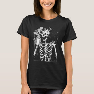Funny Skeleton Drinking Coffee Caffeine Lover Coff T-Shirt