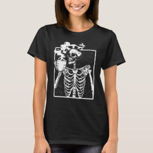 Funny Skeleton Drinking Coffee Caffeine Lover Coff T-Shirt