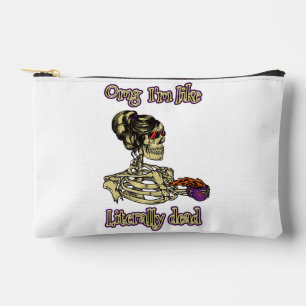 Funny Skeleton Drinking I'm literally Dead Coffee Accessory Pouch